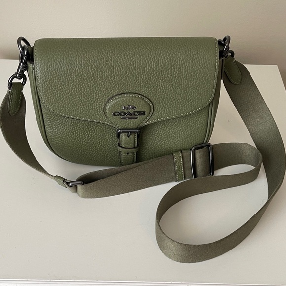 Coach Handbags - NWOT..Coach Olive Pebbled Leather Flap Crossbody with Wide Strap